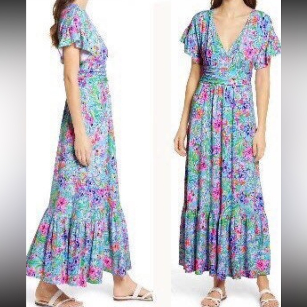 Lilly Pulitzer Alligator Isle JESSI Midi Dress - Amalfi-Blue size S